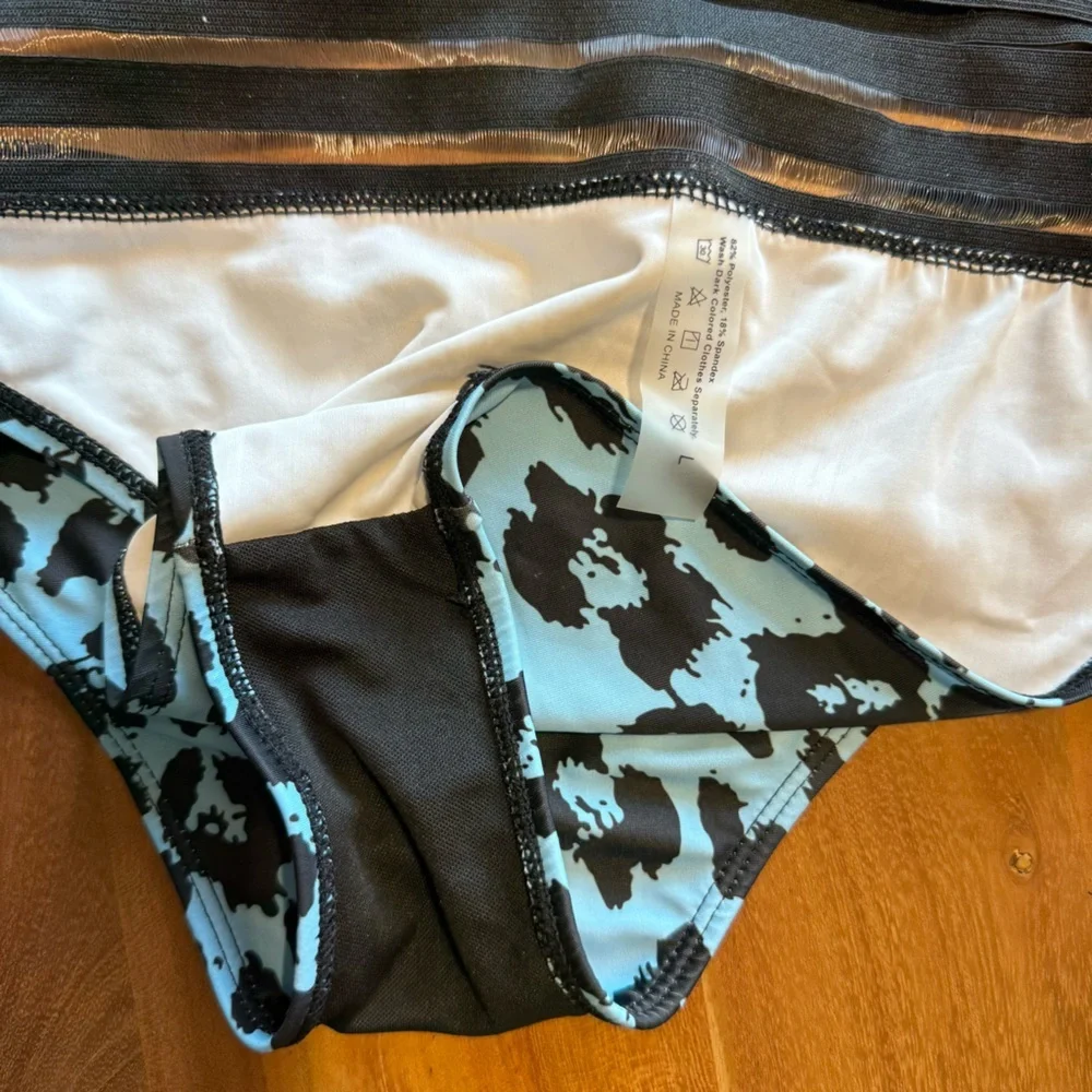 Blue Leopard Print Bikini Set - Picture 3 of 4